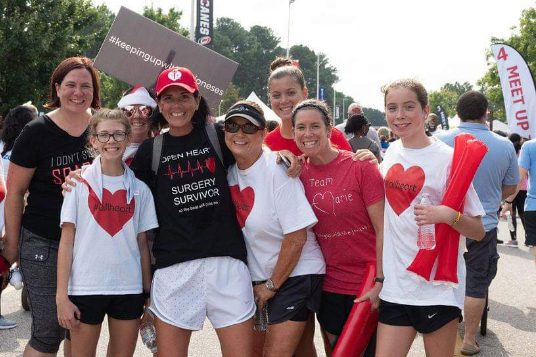 Walkers celebrate at a previous Lincoln Heart and Stroke Walk